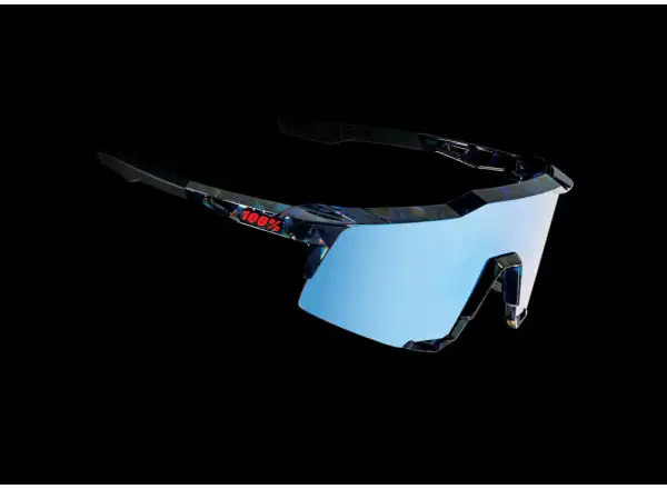 100% SPEEDCRAFT cyklistické brýle Black Holographic/Hiper blue Multilayer Mirror Lens