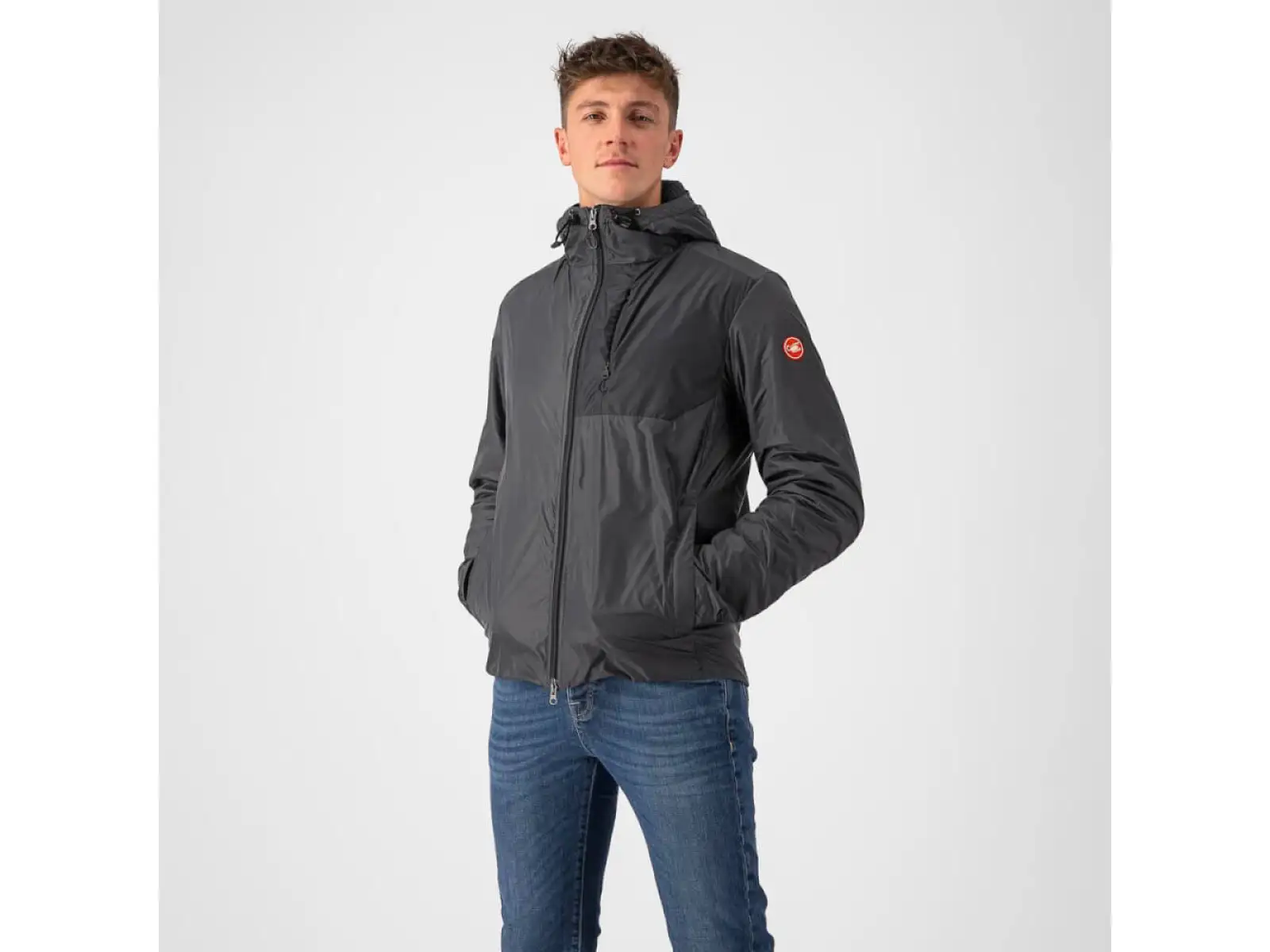 Castelli Riscalda Puffy pánská bunda dark gray/eletric lime