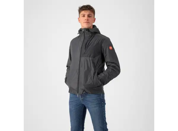 Castelli Riscalda Puffy pánská bunda dark gray/eletric lime