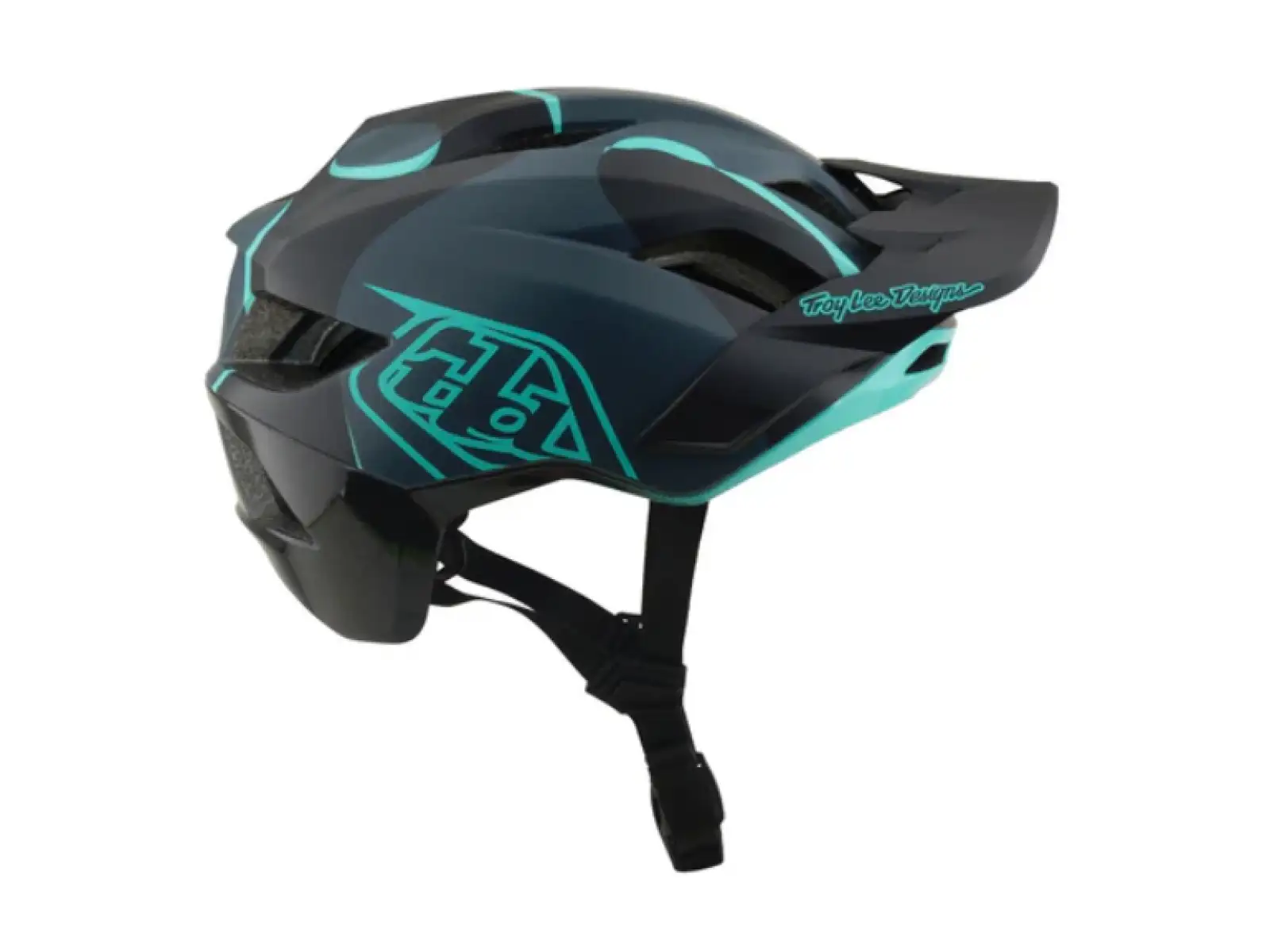 Troy Lee Designs Flowline SE MIPS přilba Badge Carbon/Real Teal