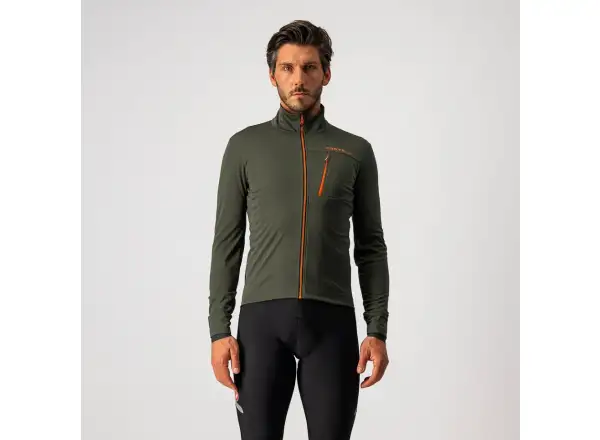 Castelli Go pánská bunda military green/fiery red