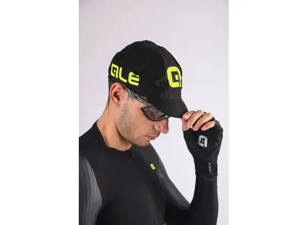 Alé letní cyklistická čepice černá/svítivě žlutá