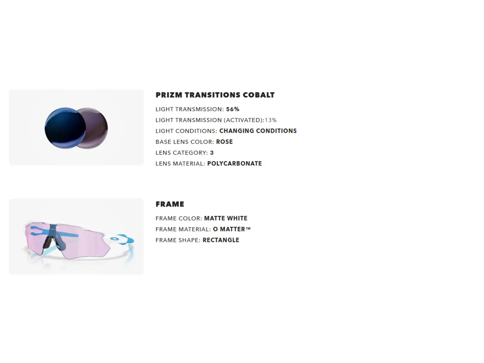 Oakley Radar EV Path fotochromatické brýle Matte White/Prizm Transitions Cobalt