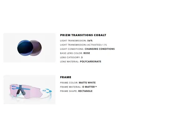 Oakley Radar EV Path fotochromatické brýle Matte White/Prizm Transitions Cobalt