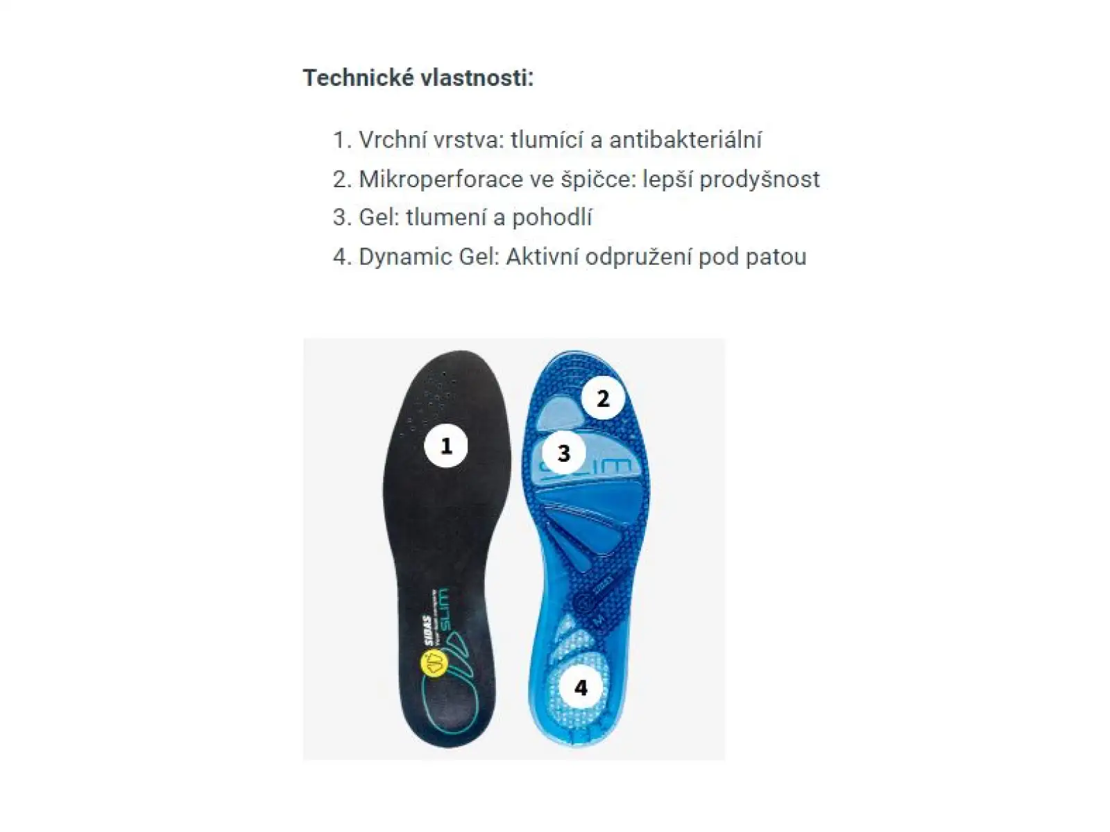 Sidas Cushioning Gel Slim vložky do bot 1 pár