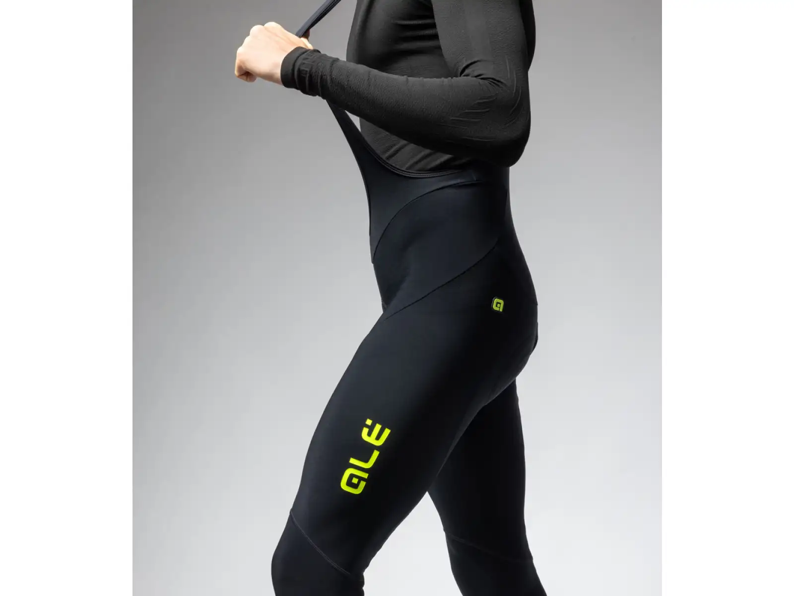 ALÉ Calzamaglia C/B Winter pánské zimní cyklistické kalhoty black/fluo yellow