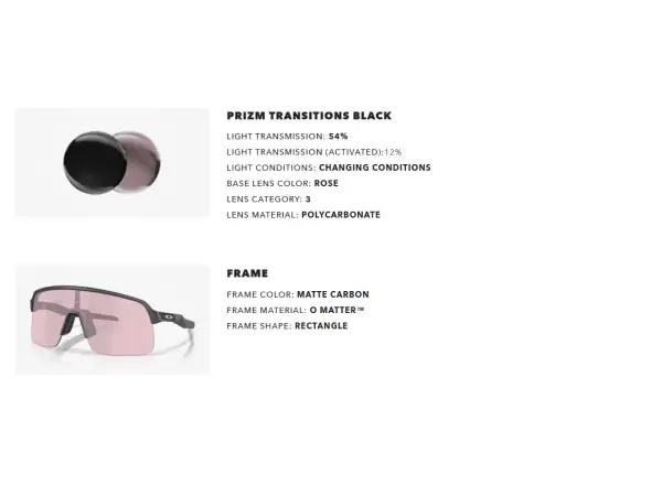Oakley Sutro Lite fotochromatické brýle Matte Carbon/Prizm Transitions Black