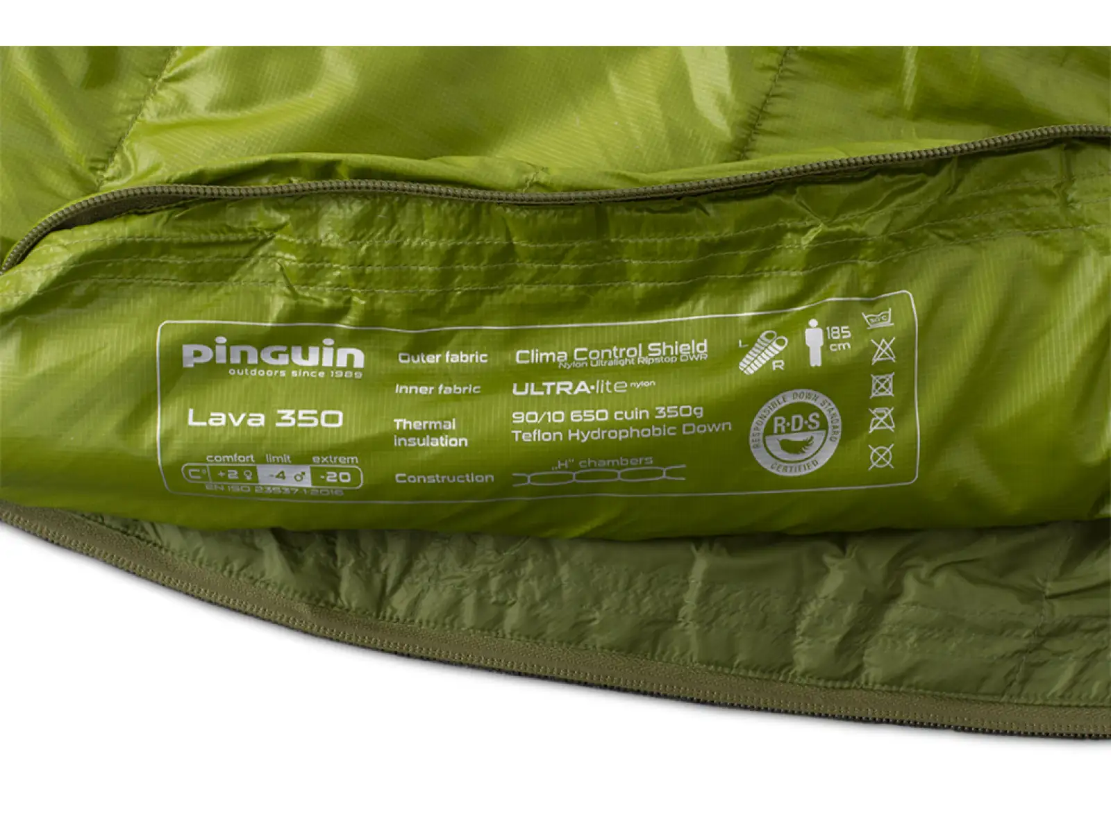 Pinguin Lava 350 spací pytel 195 cm zelená levá