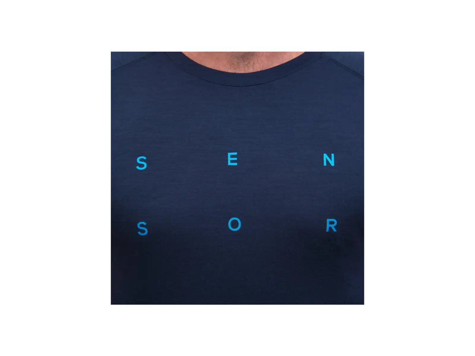 Sensor Merino Blend Typo pánské triko krátký rukáv Deep Blue