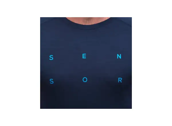 Sensor Merino Blend Typo pánské triko krátký rukáv Deep Blue