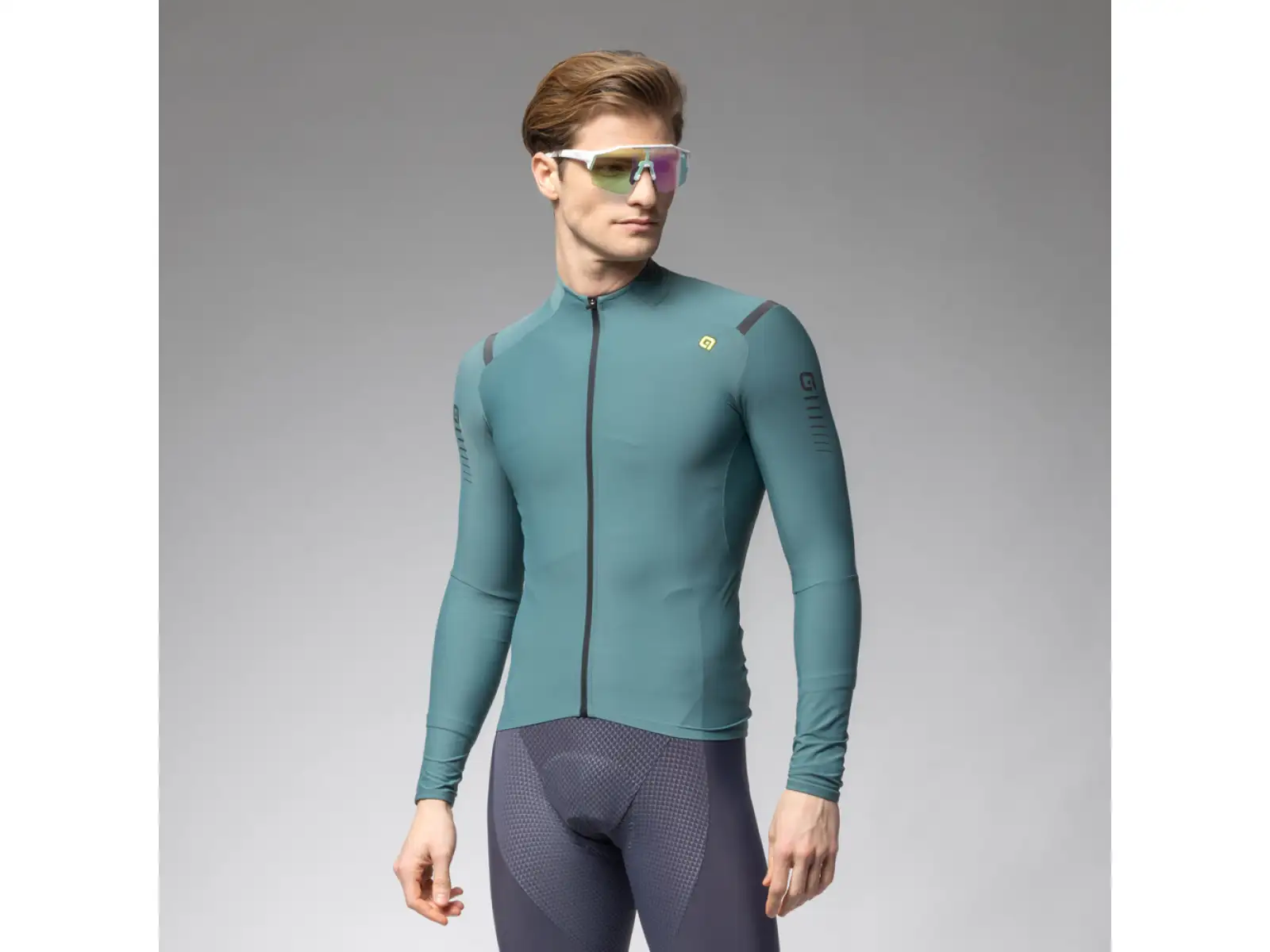 Alé R-EV1 Warm Race pánský dres zateplený dlouhý rukáv Pier Green