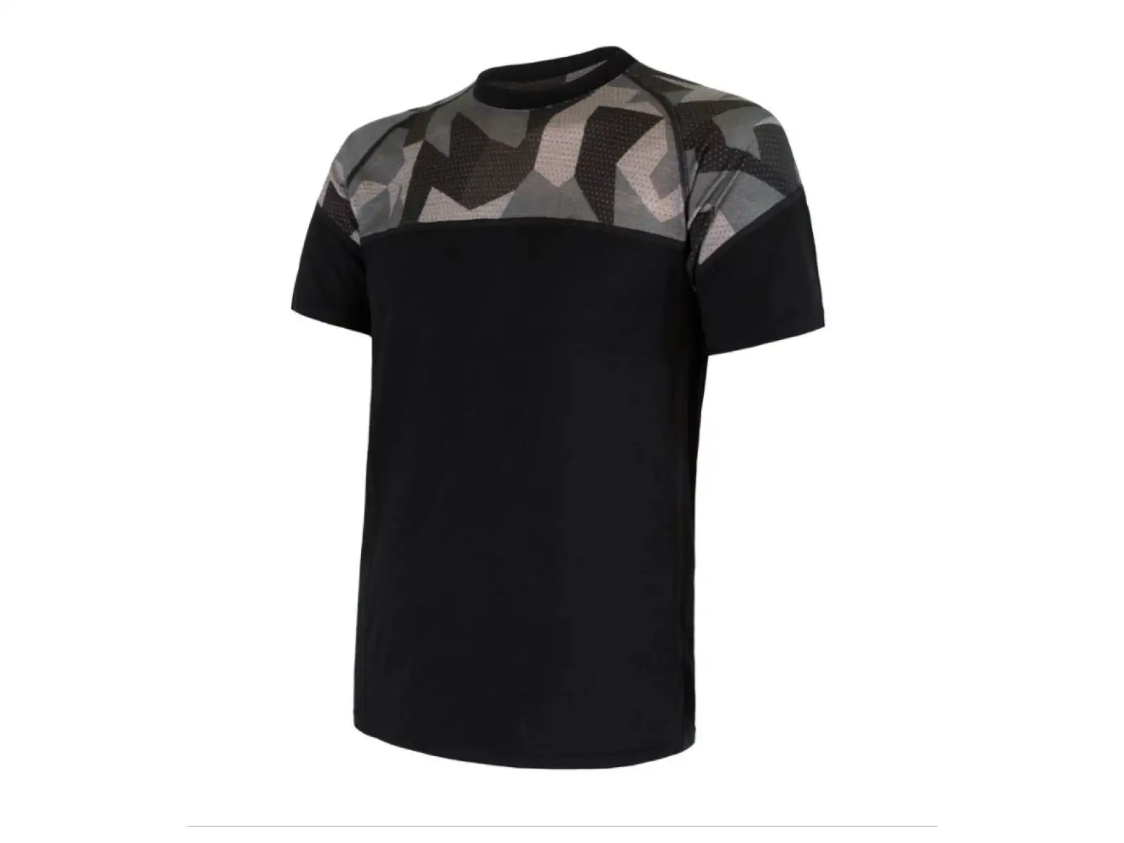 Sensor Merino Impress pánské triko krátký rukáv černá/Camo