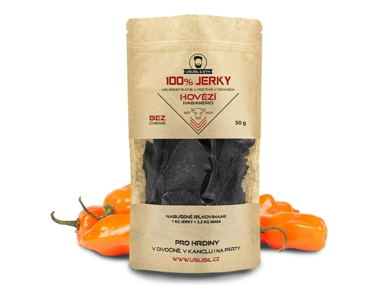 Usušil & syn 100% JERKY Hovězí Habanero 150 g
