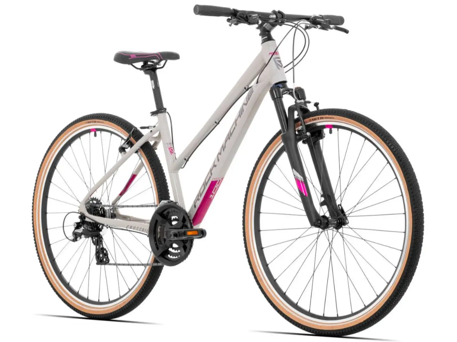 Rock Machine CrossRide 100 Lady gloss light grey/dark grey trekingové kolo