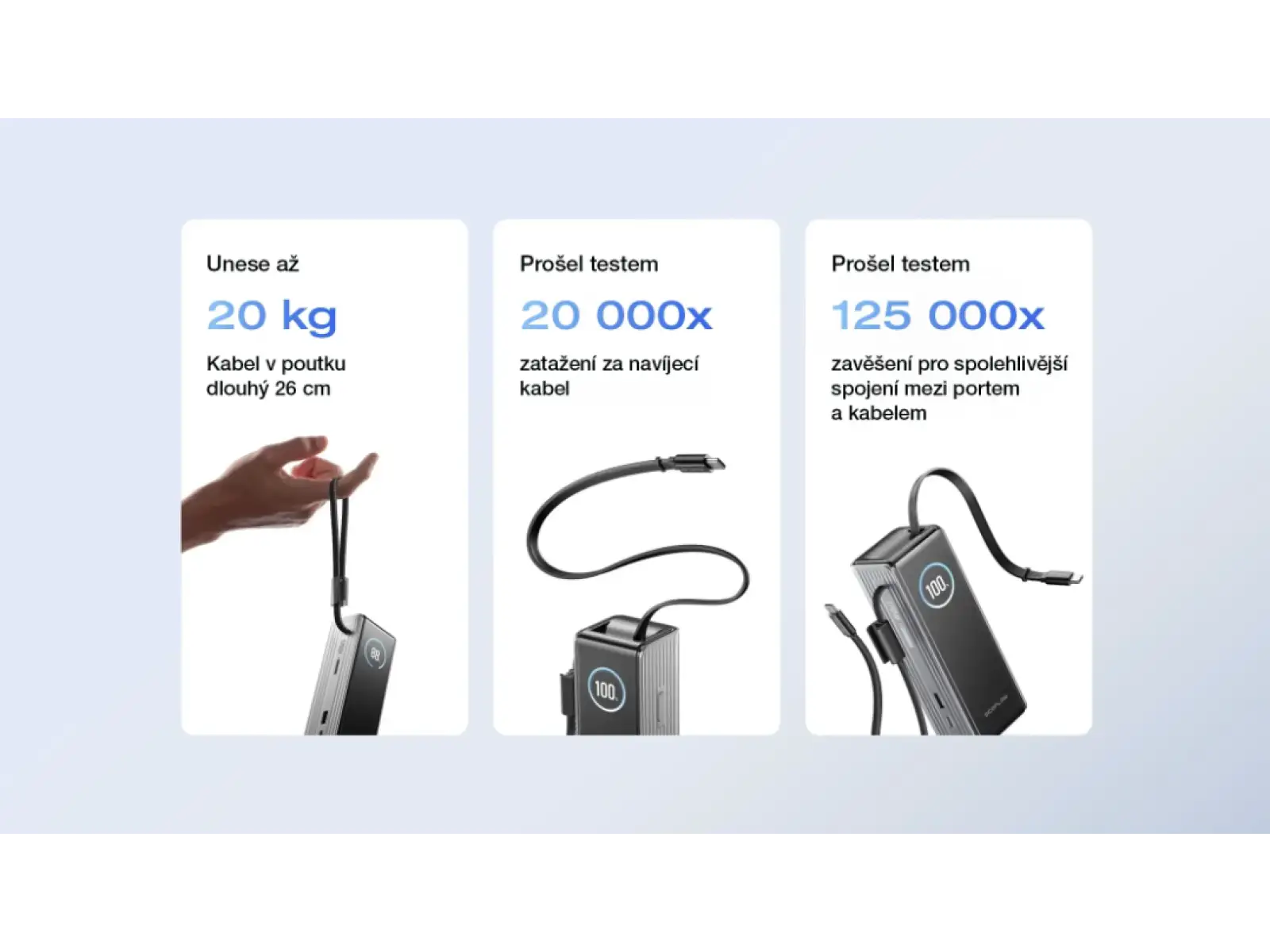 EcoFlow Rapid Power Banka (25000mAh,170W) 2x100W vestavěný USB-C kabel - stříbrná