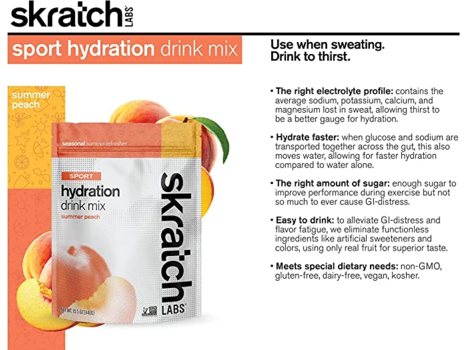 Skratch Labs Hydration Sport Drink Mix iontový nápoj 440 g broskev