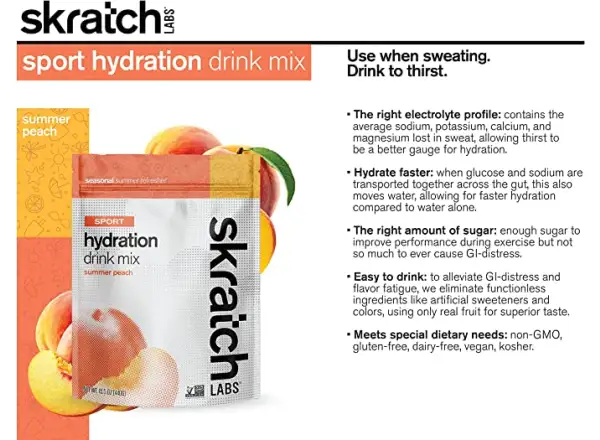 Skratch Labs Hydration Sport Drink Mix iontový nápoj 440 g broskev