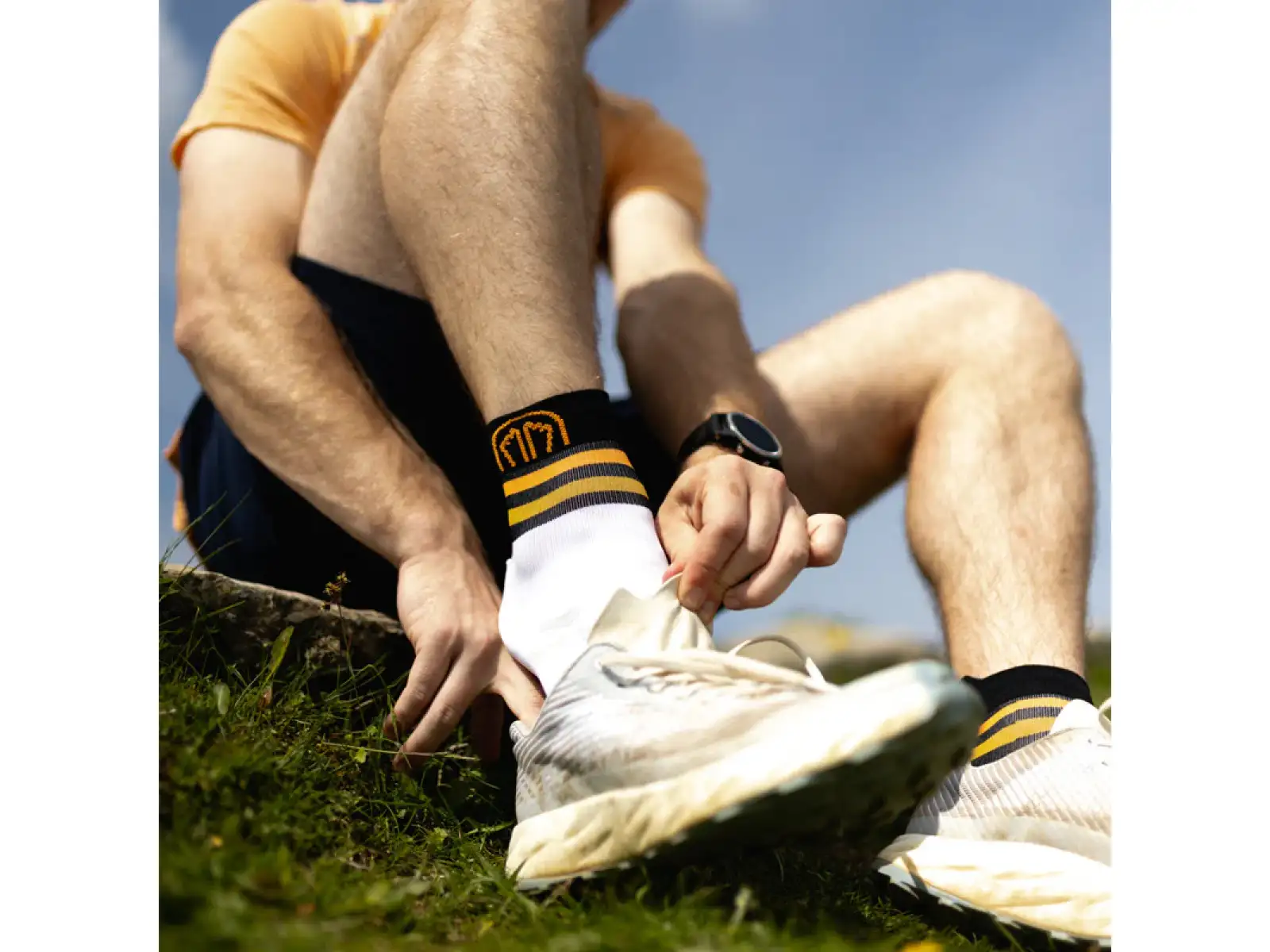 Sidas Run Anatomic Light Ankle běžecké ponožky bílo-černá