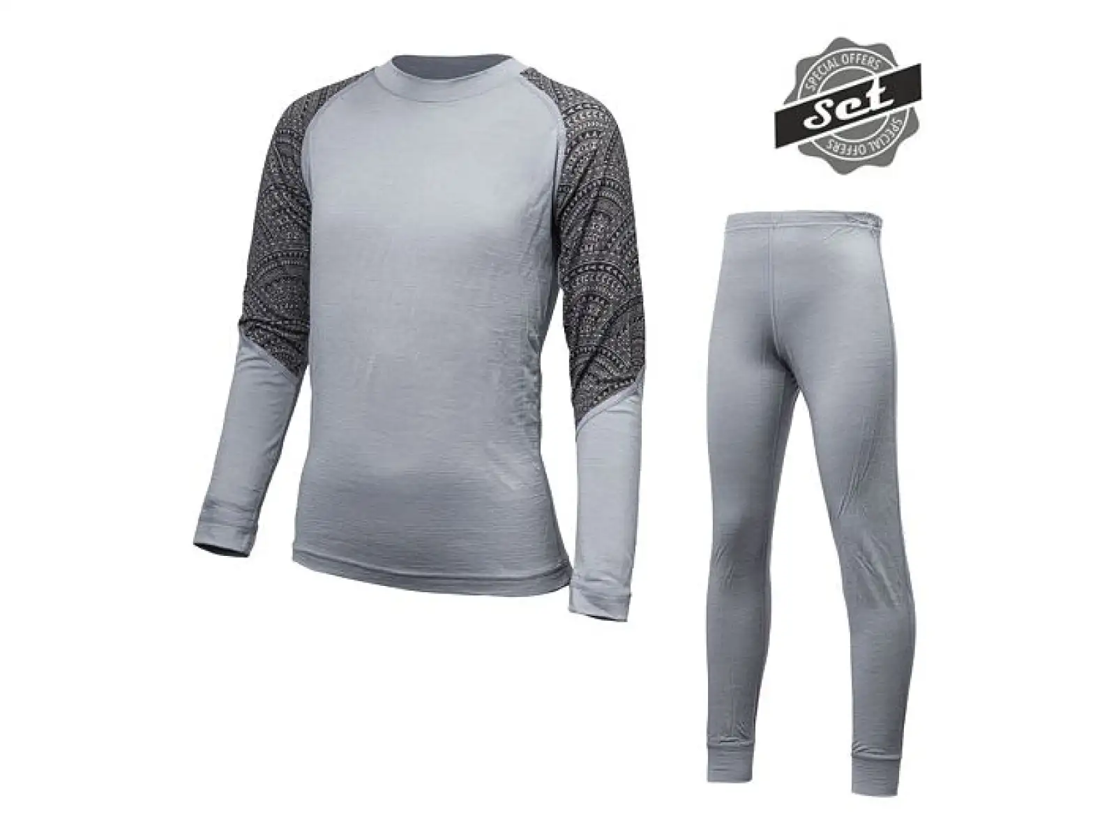 Sensor Merino Impress Set dětské triko dlouhý rukáv + kalhoty šedá/Maori