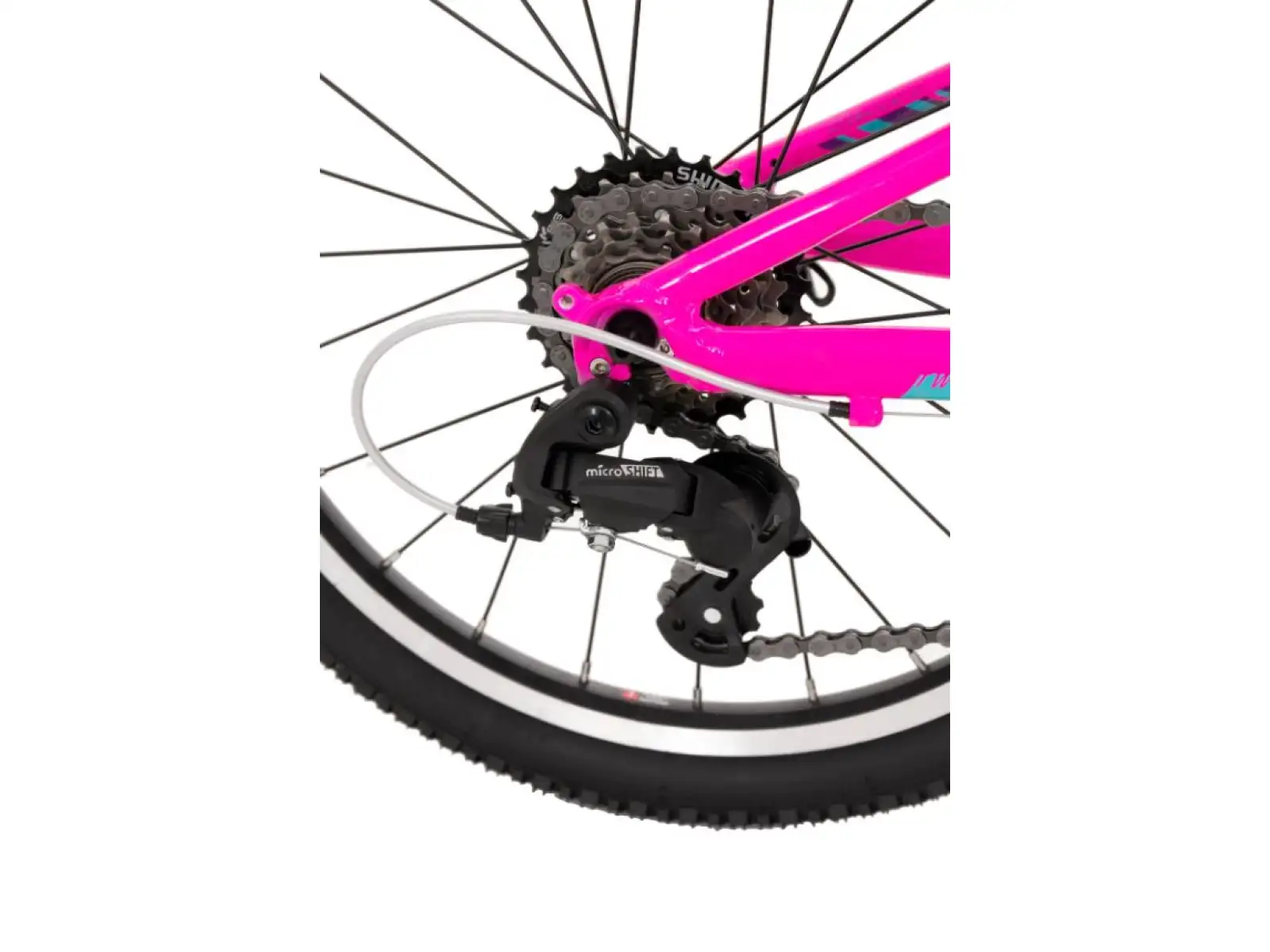 Rock Machine Catherine 20 dětské kolo Gloss Neon Pink/Violet/Neon Cyan