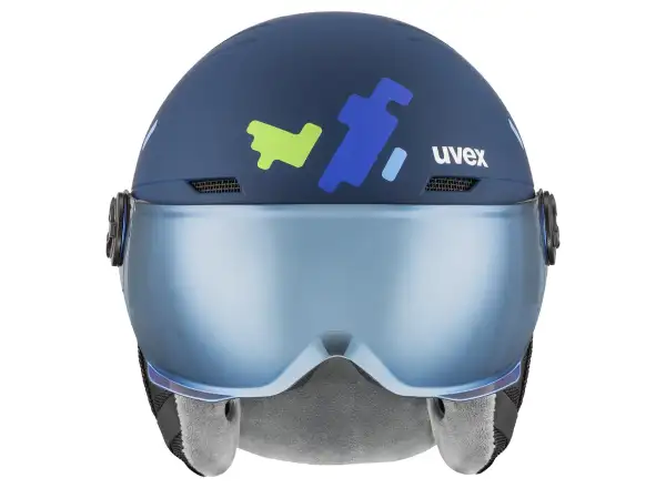 Uvex Rocket Jr Visor lyžařská helma blue puzzle matt