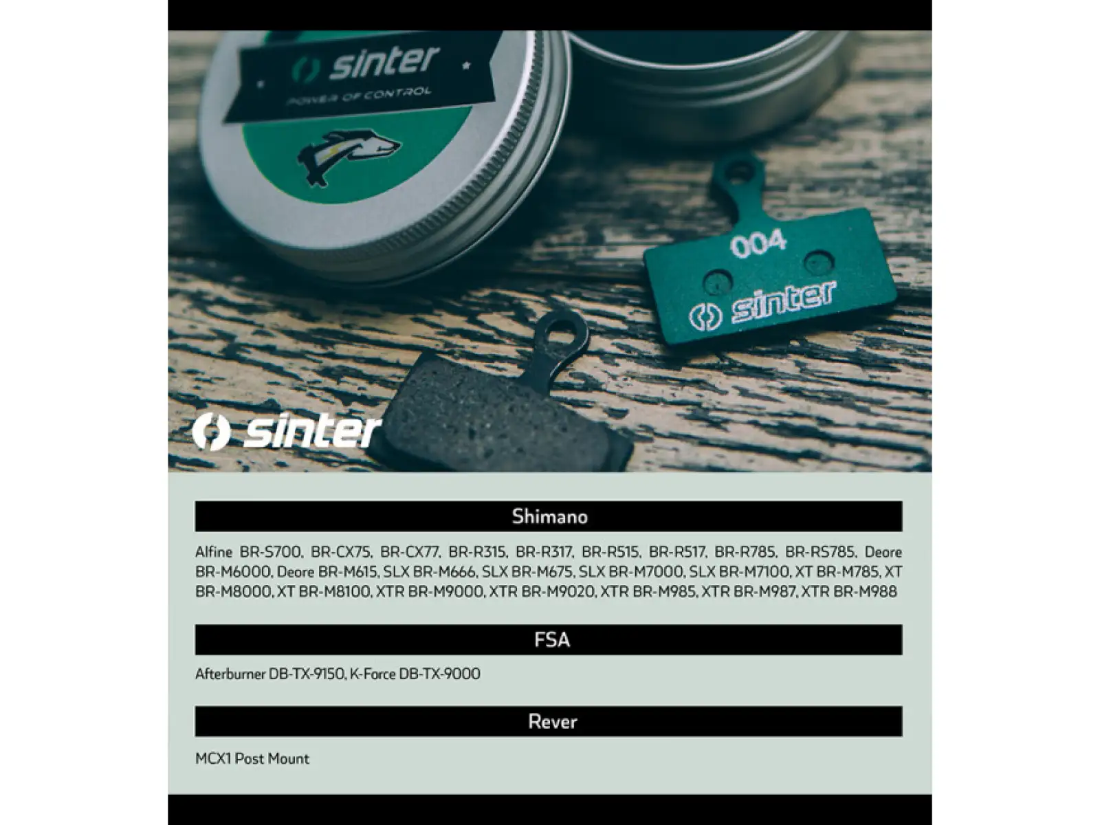 Sinter Shimano G Type brzdové destičky polymer zelená
