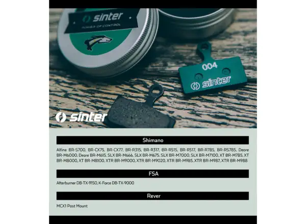Sinter Shimano G Type brzdové destičky polymer zelená