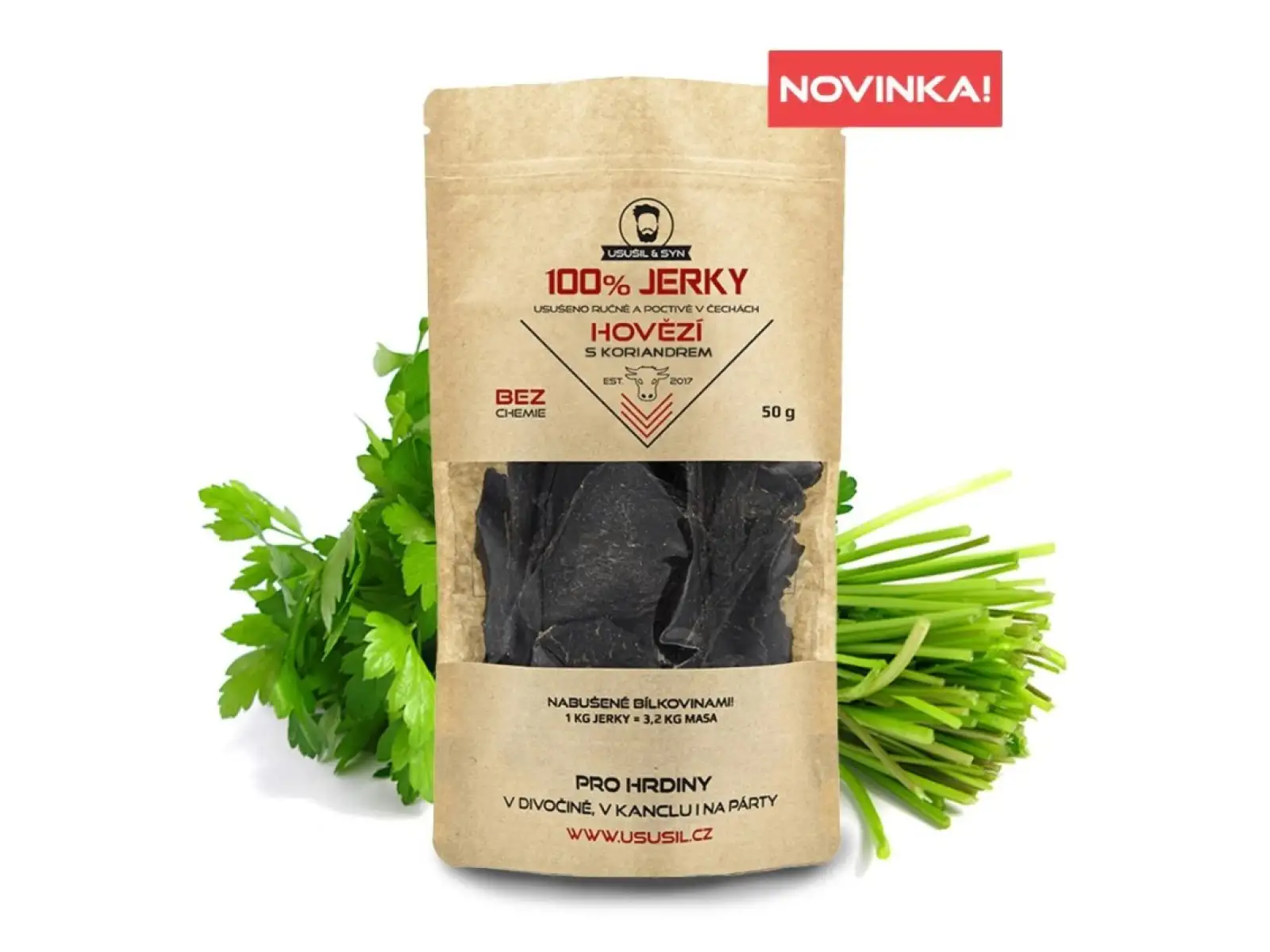 Usušil & syn 100% JERKY Hovězí s koriandrem 150 g