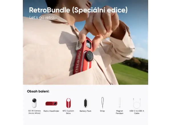 Insta360 GO 3S kamera Retro bundle 64 GB speciální edice červená