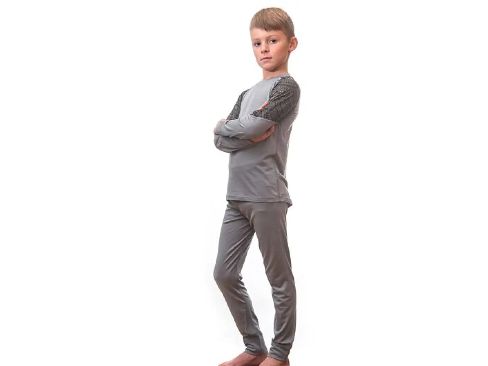 Sensor Merino Impress Set dětské triko dlouhý rukáv + kalhoty šedá/Maori