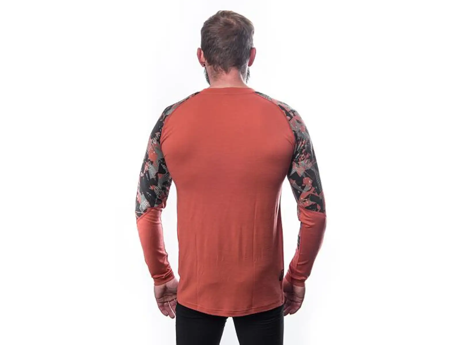 Sensor Merino Impress pánské triko dlouhý rukáv Terracotta/Rush