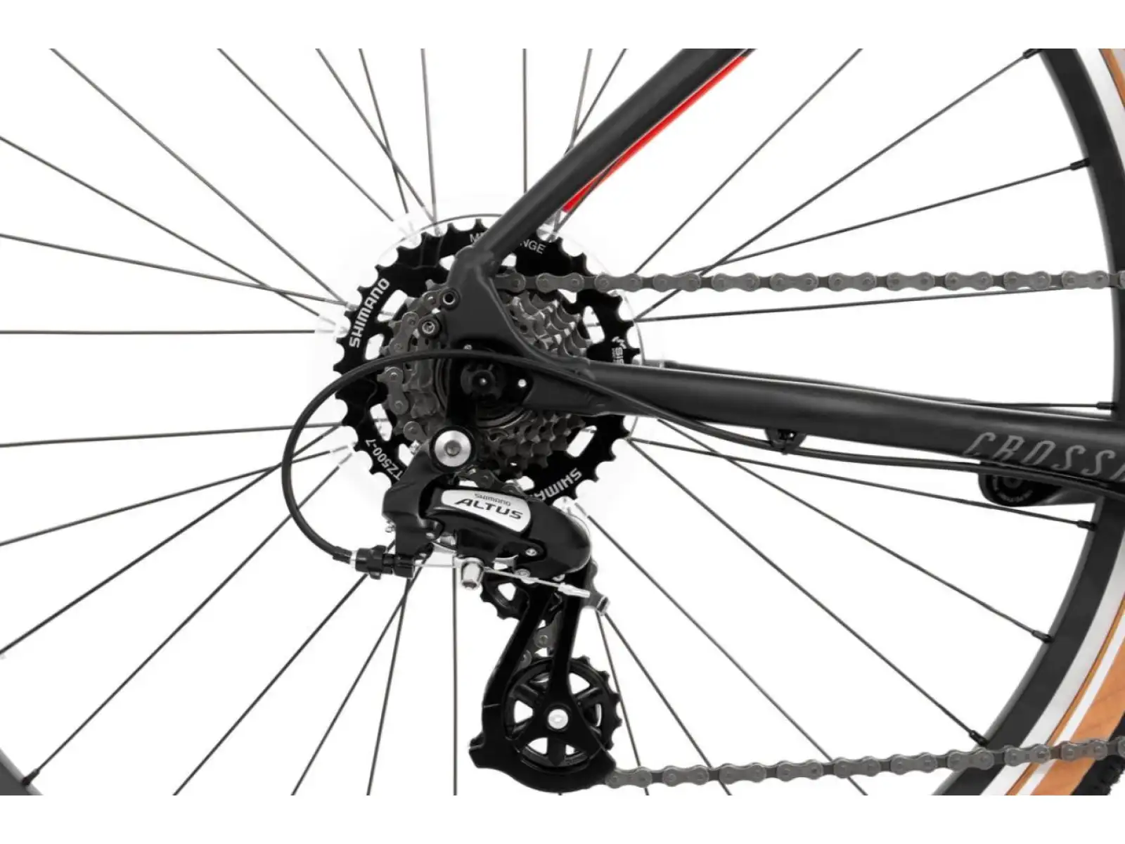 Rock Machine CrossRide 100 mat black/dark grey/brick red trekingové kolo