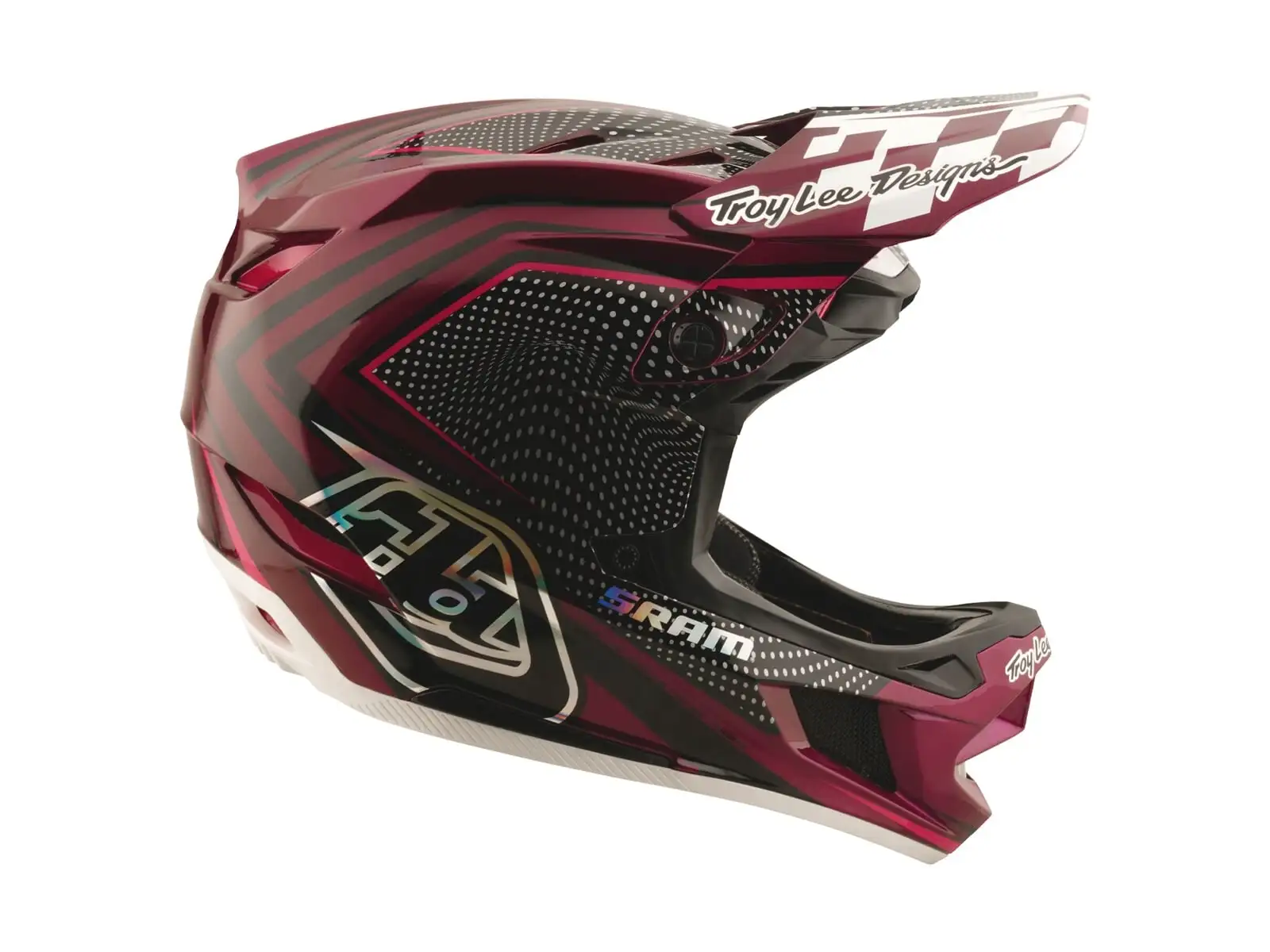 Troy Lee Dsigns x SRAM D4 Carbon přilba Radioscape Black/Berry