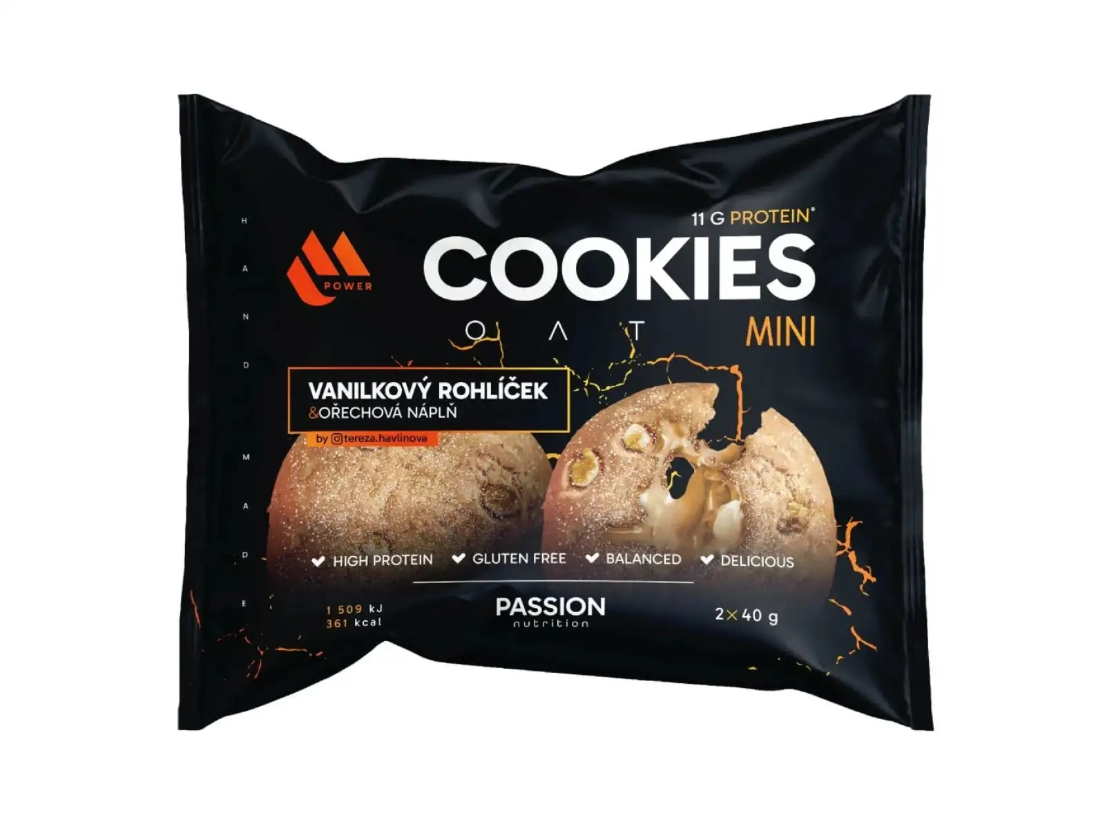 Passion MPower Cookie Gain Mini 2x40g Slaný karamel ořechová náplň
