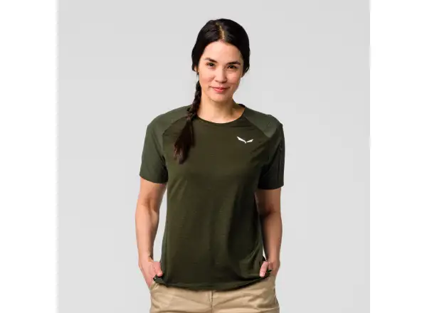 Salewa Puez AM Hyb dámské triko krátký rukáv Dark Olive