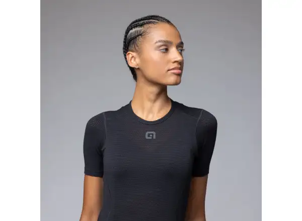 Alé Intimo Merino dámské spodní triko krátký rukáv Black
