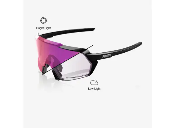 100% Korbin sportovní brýle Gloss Black/Purple Mirror Photochromic Lens