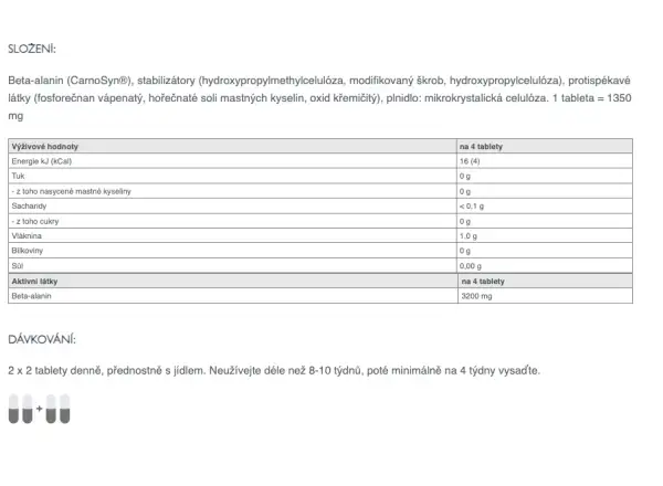 Sponser Beta Alanine tablety na vyrovnání laktátu ve svalech 140 tablet
