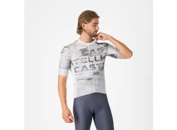 Castelli Stratus Logo pánský dres krátký rukáv White/Smoky Gray