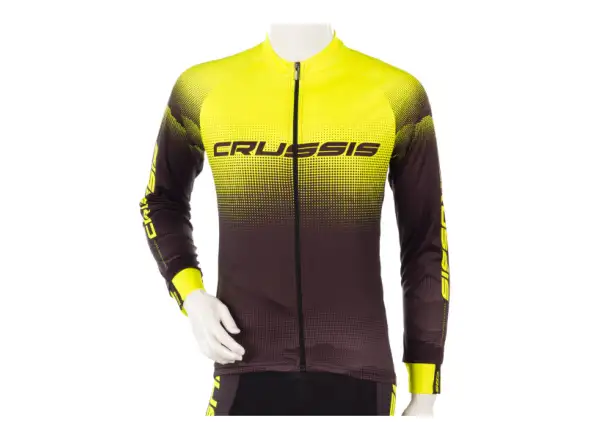 Crussis pánský cyklistický dres dlouhý rukáv černá/žlutá vel. XL