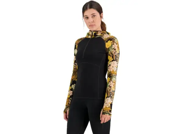 Mons Royale Bella Tech dámské triko dlouhý rukáv floral camo/černá
