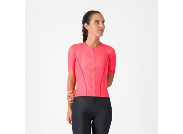 Castelli Anima Flow dámský dres krátký rukáv Brilliant Pink/Hibiscus