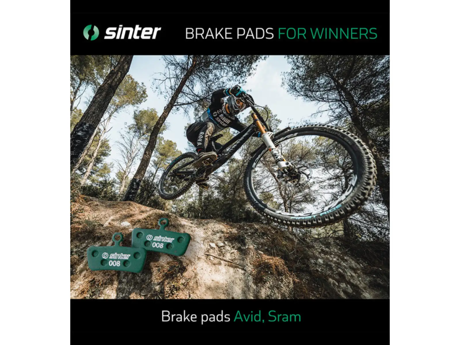 Sinter SRAM Elixir Trail, G2, Guide brzdové destičky polymer zelená