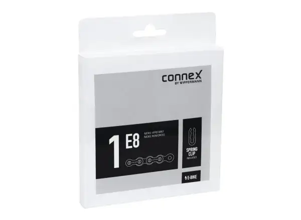Connex 1E8 stříbrný řetěz pro E-BIKE single speed 124 článků