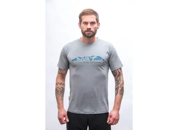 Sensor Merino Active Mountains pánské triko krátký rukáv šedá