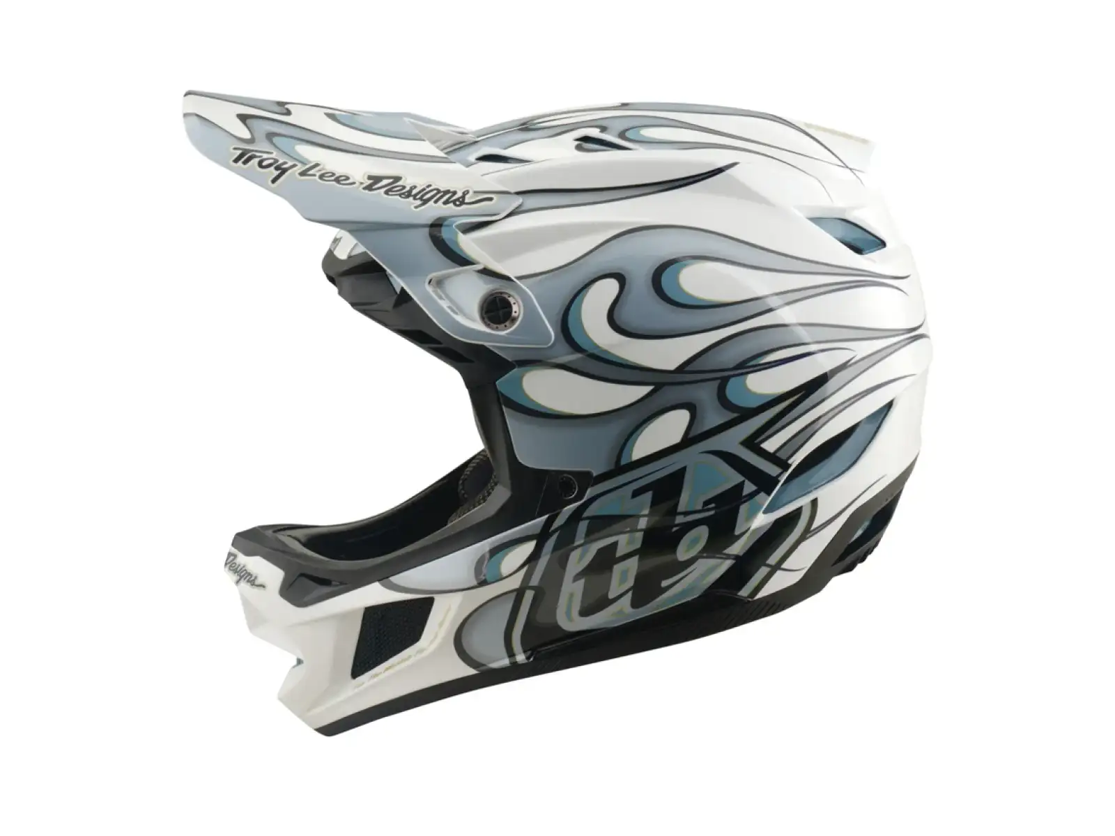 Troy Lee Designs D4 Composite MIPS přilba Torched white/Silver