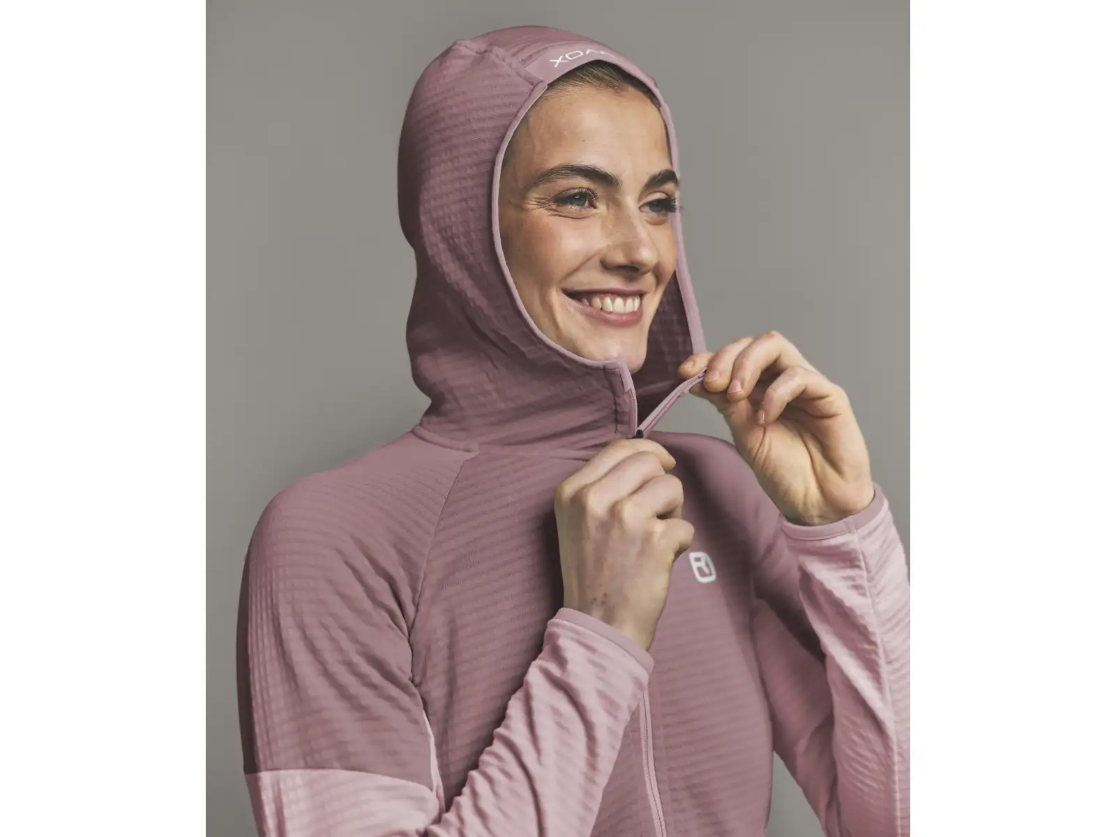 Ortovox Fleece Light Grid Hoody dámská mikina Dawn Rose