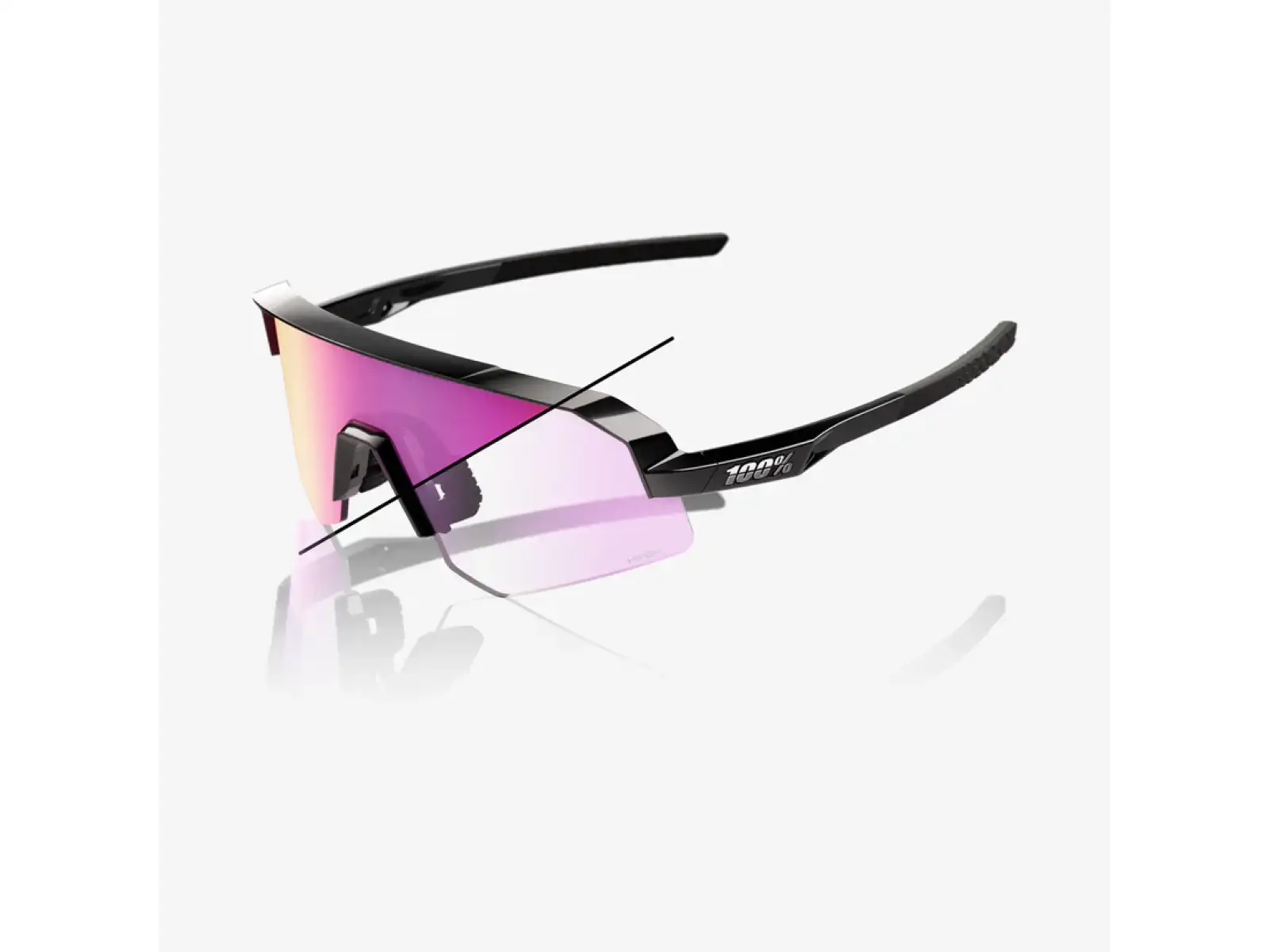 100% Slendale SL sluneční brýle Gloss Black/Photochromic Purple Mirror