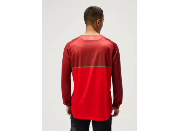 Endura Singletrack Core Printed Tee pánský dres dlouhý rukáv Flame Red