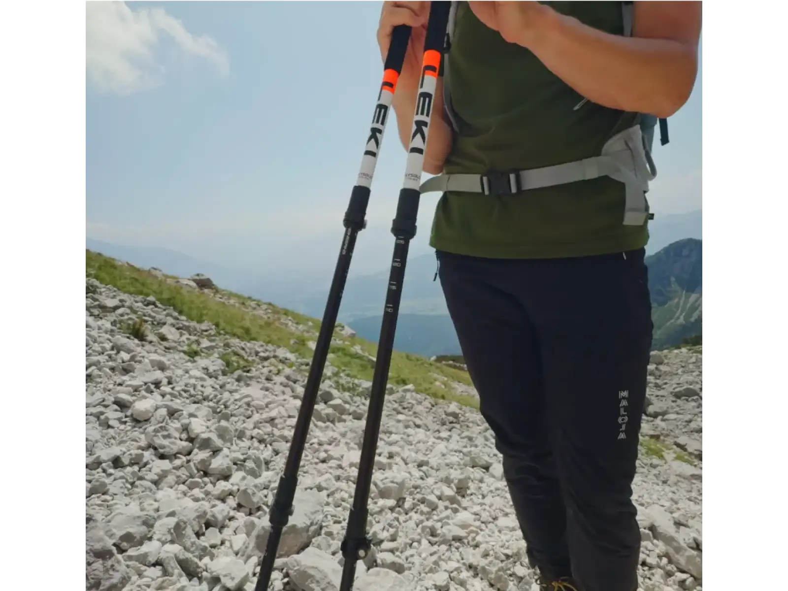 Leki Skysolo trekingové hole White-black-neonorange 110 - 145 cm